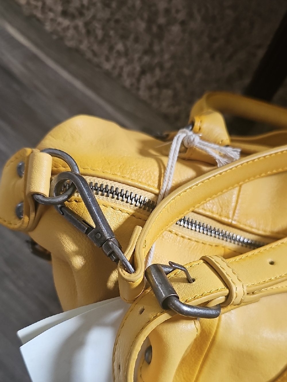 NWT Free People We The Free Baby Emerson Tote Bag Golden Sunset Leather Purse - Picture 8 of 12